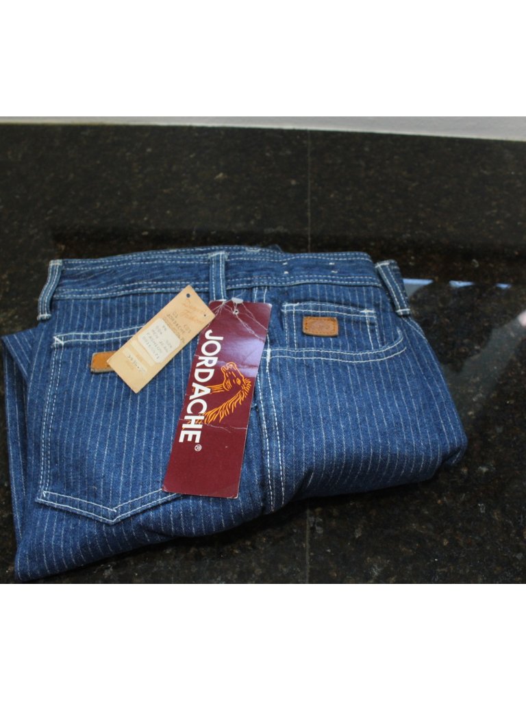 Vintage Jordache Designer Jeans Pinstripe Pressed Creases Tag 32 Long With Tags
